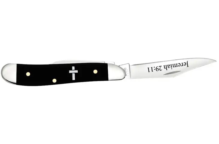 Case Religious Sayings Embellished Peanut Folding Knife - view 6